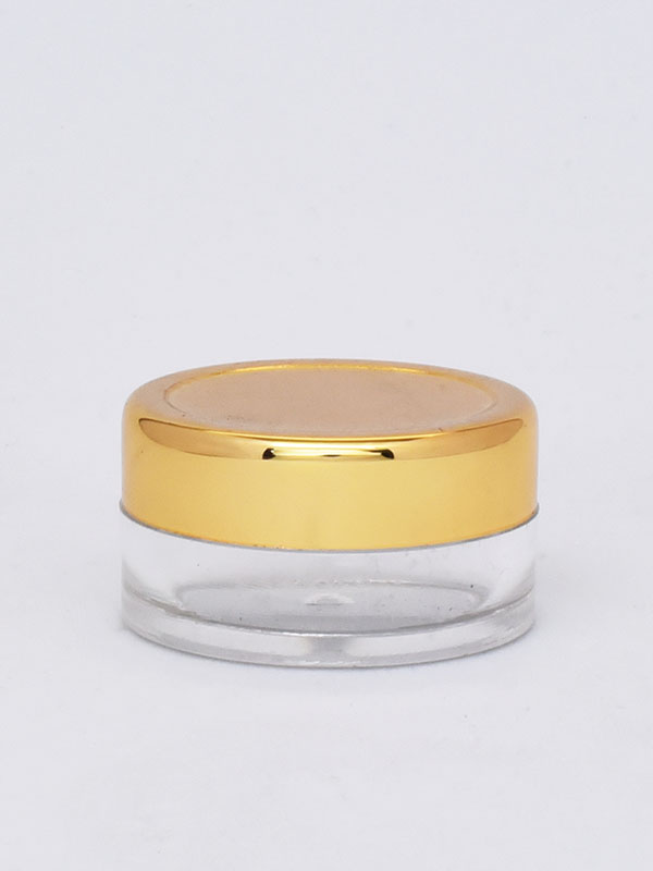 8 GM Clear SAN Cream Jar with Lid and Shinny Golden Metalized ABS Cap